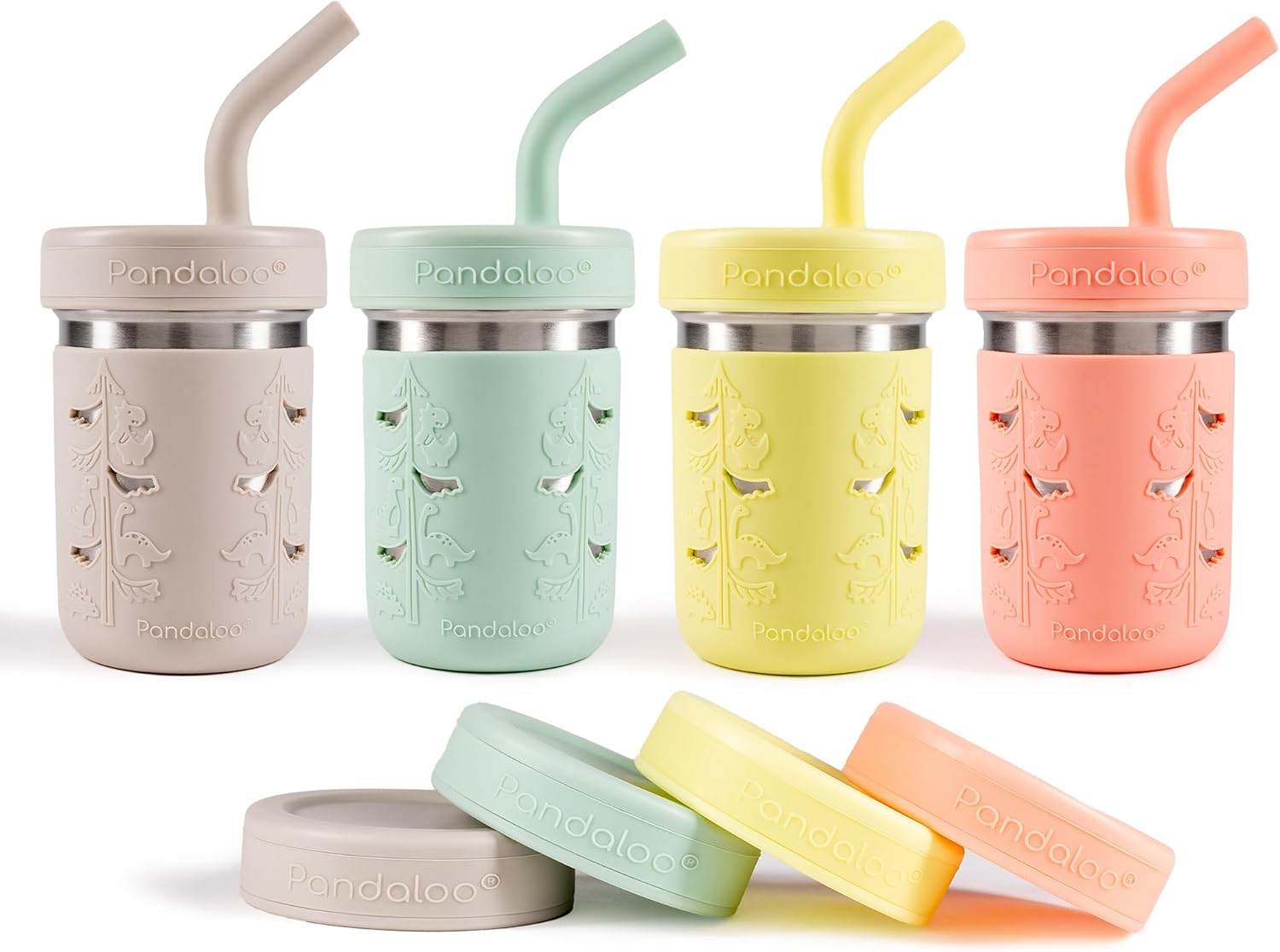 Pandaloo® Smoothie Cups for Kids – Stainless Steel Toddler Tumbler with Straw, Sippy Cup for Smoothies – BPA-Free, Toddler Snack Cups, 10 oz