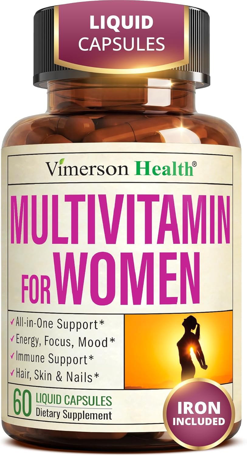 Multivitamin for Women with Vitamins and Minerals for Energy, Focus and Immune Health – Premium Daily Womens Multivitamins & Multiminerals – 60 Liquid Capsules