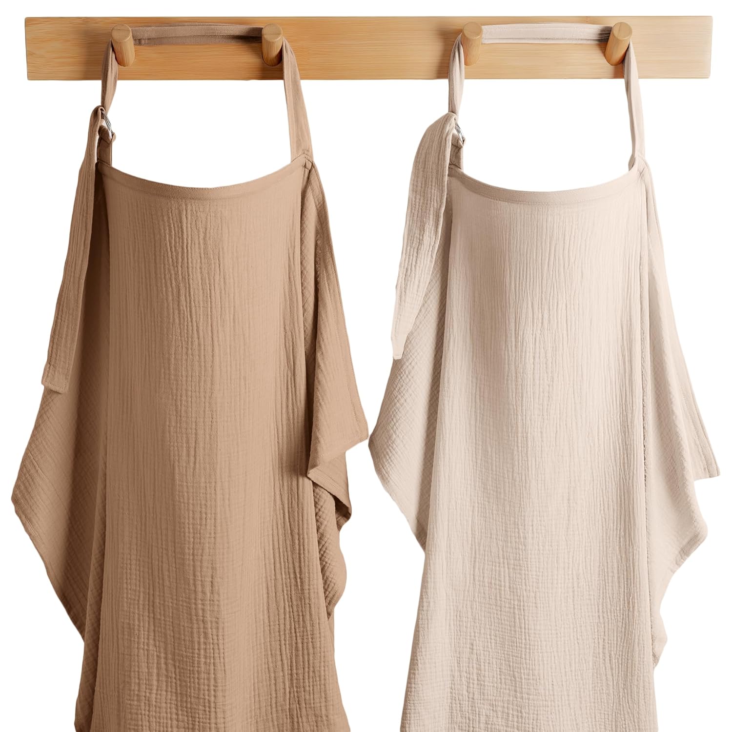 Comfy Cubs Muslin Nursing Cover Pack of 2, 100% Cotton Muslin Breastfeeding Cover for Moms, Soft & Breathable Baby Nursing Scarf, Adjustable Neck Strap – Privacy Coverage – Sand and Cedar