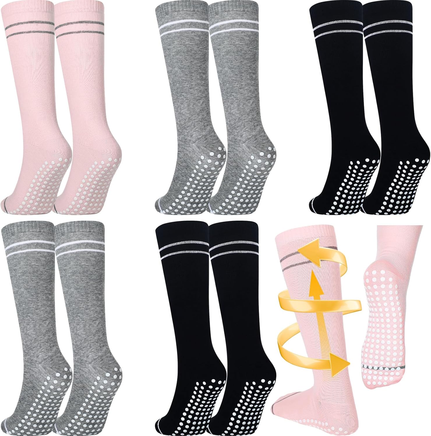 6 Pair Pregnancy Compression Socks with Grip Non Slip 20-30 Mmhg Maternity Anti Skid Graduated Support Compression Stockings for Women Pregnant Nurses Yoga Supply