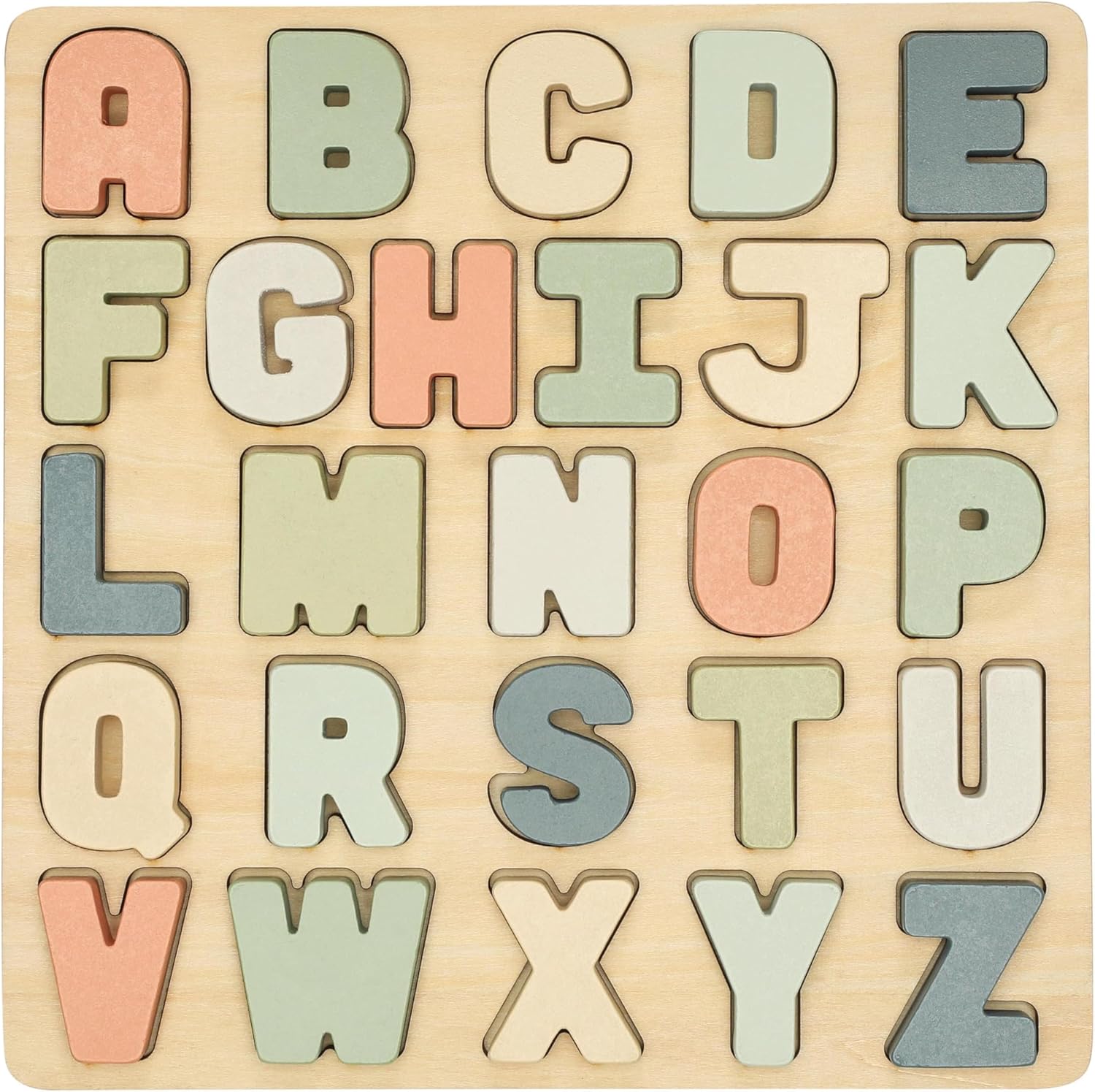Pearhead Wooden Alphabet Puzzle, ABC Learning Toy for Toddlers, Montessori Educational Puzzle Board