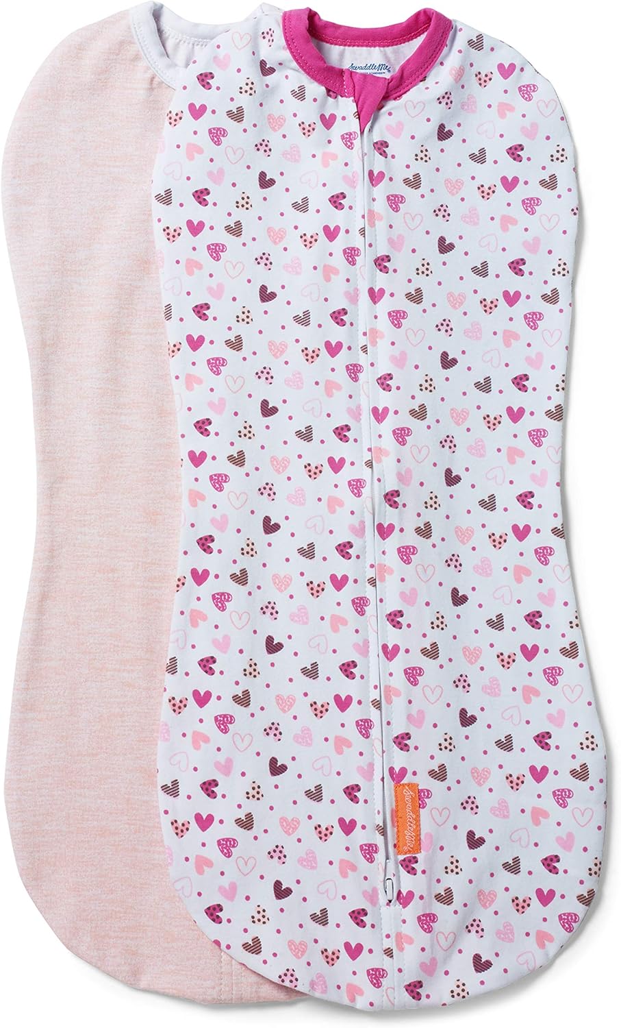 SwaddleMe by Ingenuity Compression Baby Swaddle Pod, Two-Way Zipper for Easy Diaper Changes, Improves Sleep & Calms Startle Reflex, 0-2 Months, 1.0 TOG, 2-Pack – I Heart You