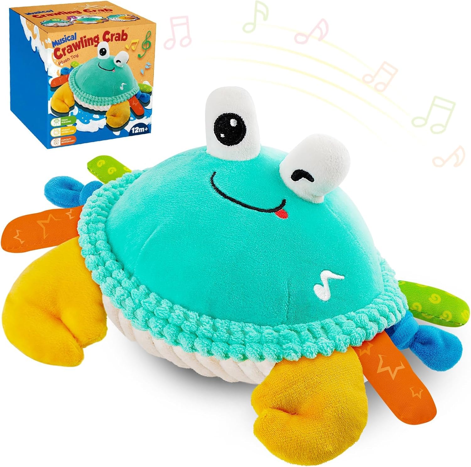 Baby Toys for 12 18 Months – Musical Crawling Dancing Bouncing Learning Crab Plush Toy – Infant Tummy Time Sensory Toys for Toddlers 1-3 Year Old Boys & Girls Easter Christmas Birthday Gifts