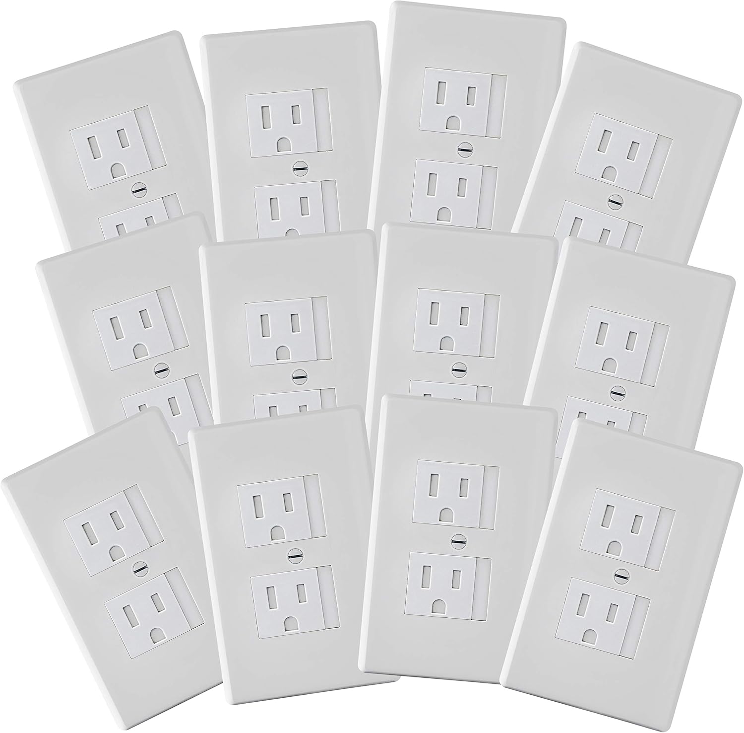 Safety Innovations Self-Closing Babyproof Outlet Covers – (For Center Screw Outlets Only) An Alternative To Wall Socket Plugs for Child Proofing, (12-Pack), (1-Screw), (White) White)