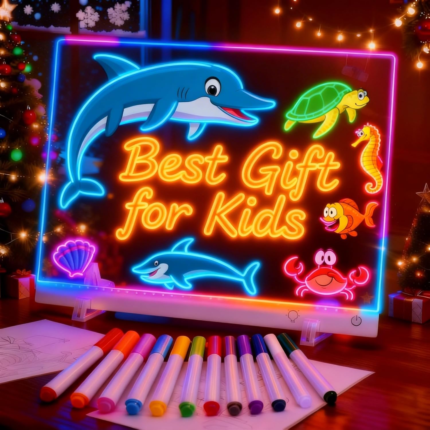 Led Drawing Board with 13 Light Effects, 17″ Rechargeable Glow Doodle LED Note Board with Colors, Neon Light Up Drawing Tablet Gifts for Kids for Education Birthday Christmas Gift Ideas