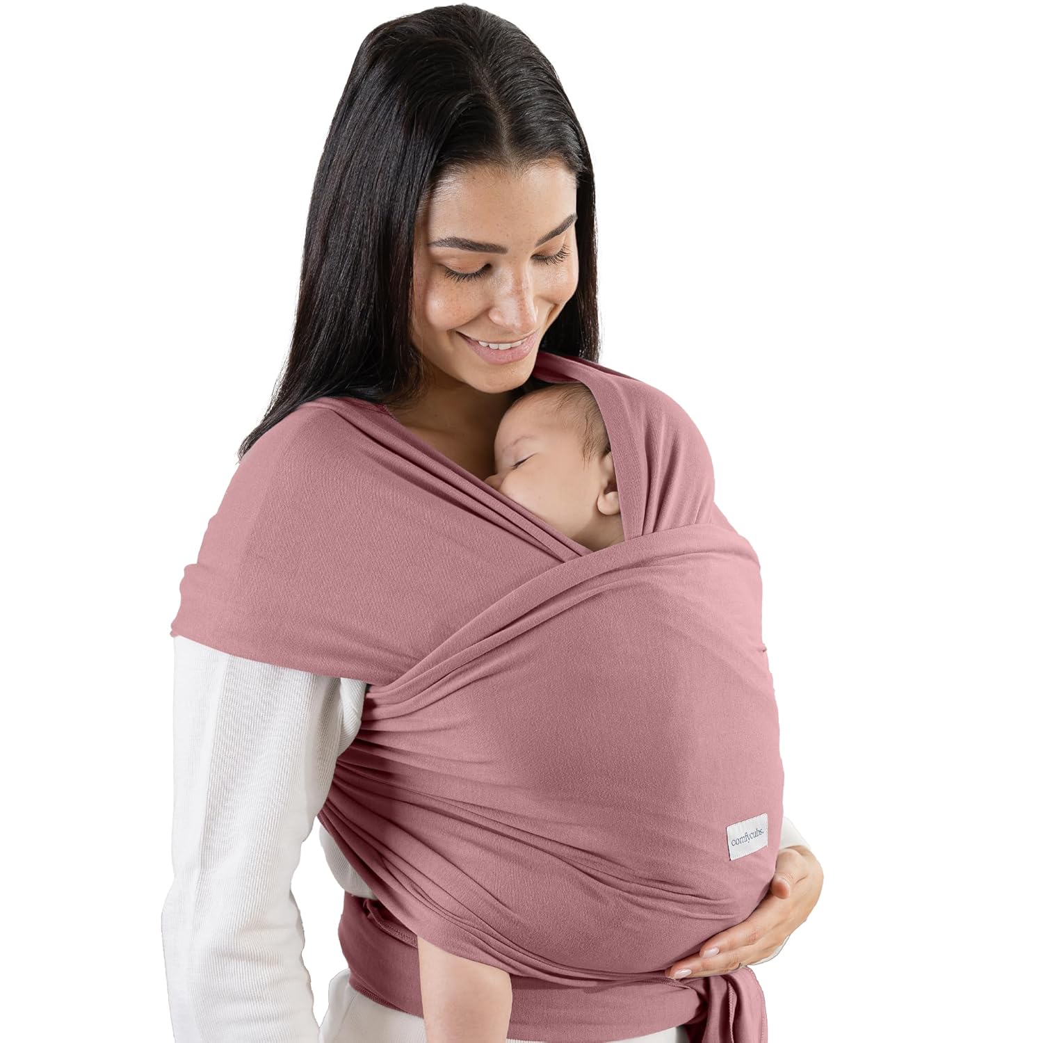 Comfy Cubs Baby Wrap Carrier – Soft & Secure Fit Cotton Blend Baby Carrier Newborn to Toddler – Hands-Free & Lightweight Infant Wrap – Adjustable, One Size Fits All Toddler Sling – Mauve