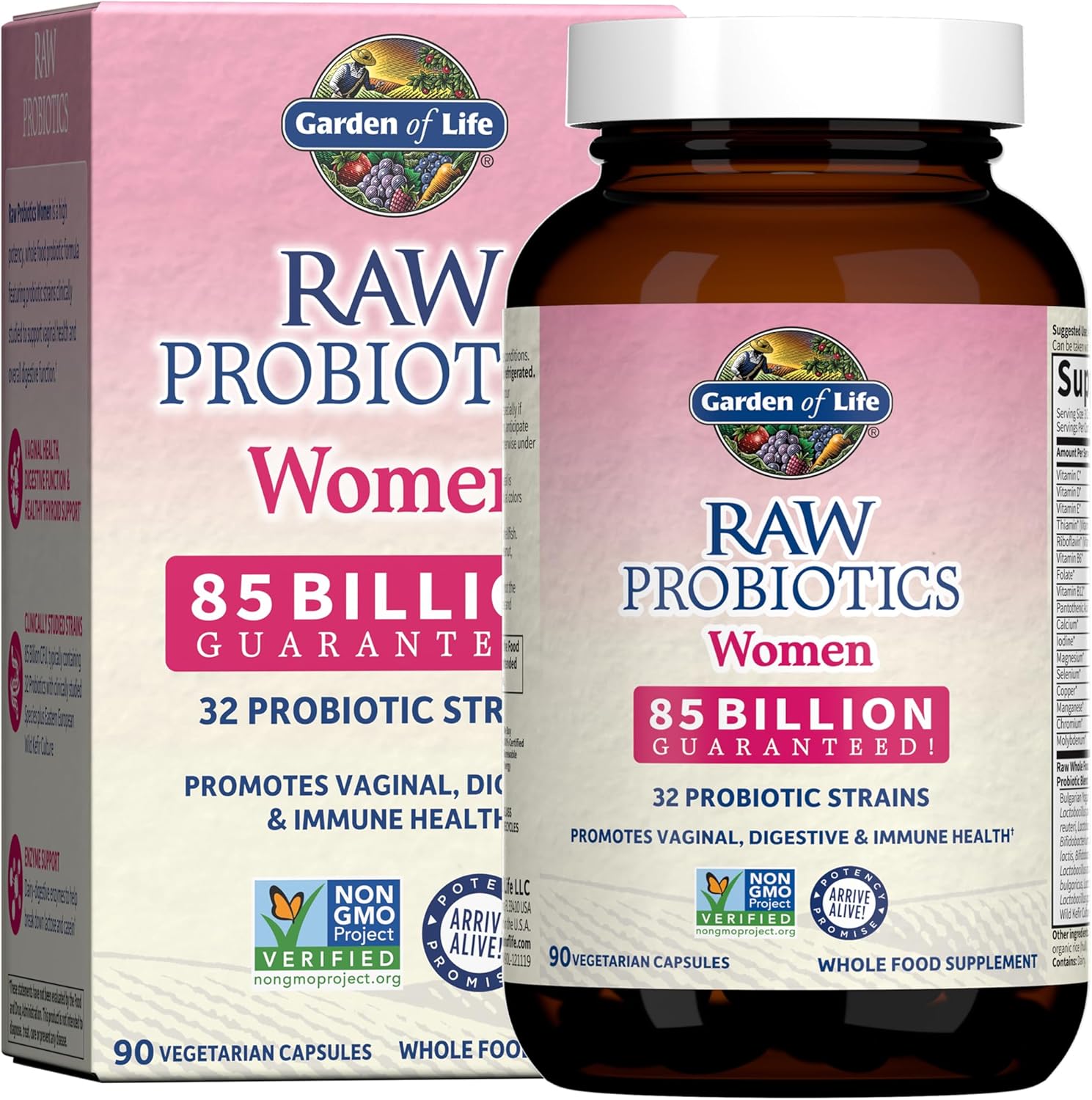 Garden of Life Raw Probiotics Women – 32 Strains – Dietary Supplement for Immune, Digestive & Vaginal Health Support – Aids Female Health – 90 Vegetarian Capsules
