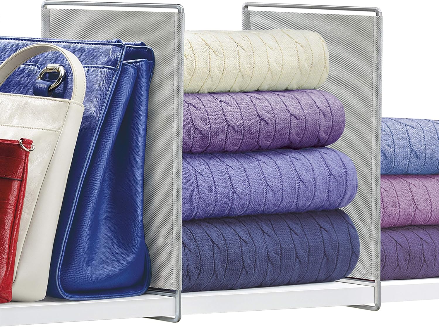 LYNK PROFESSIONAL® HOME™ Shelf Dividers – Linen Closet Organizers and Storage – Linen Storage – Closet Organization – Towel Organizer for Closet (Set of 2) – Platinum