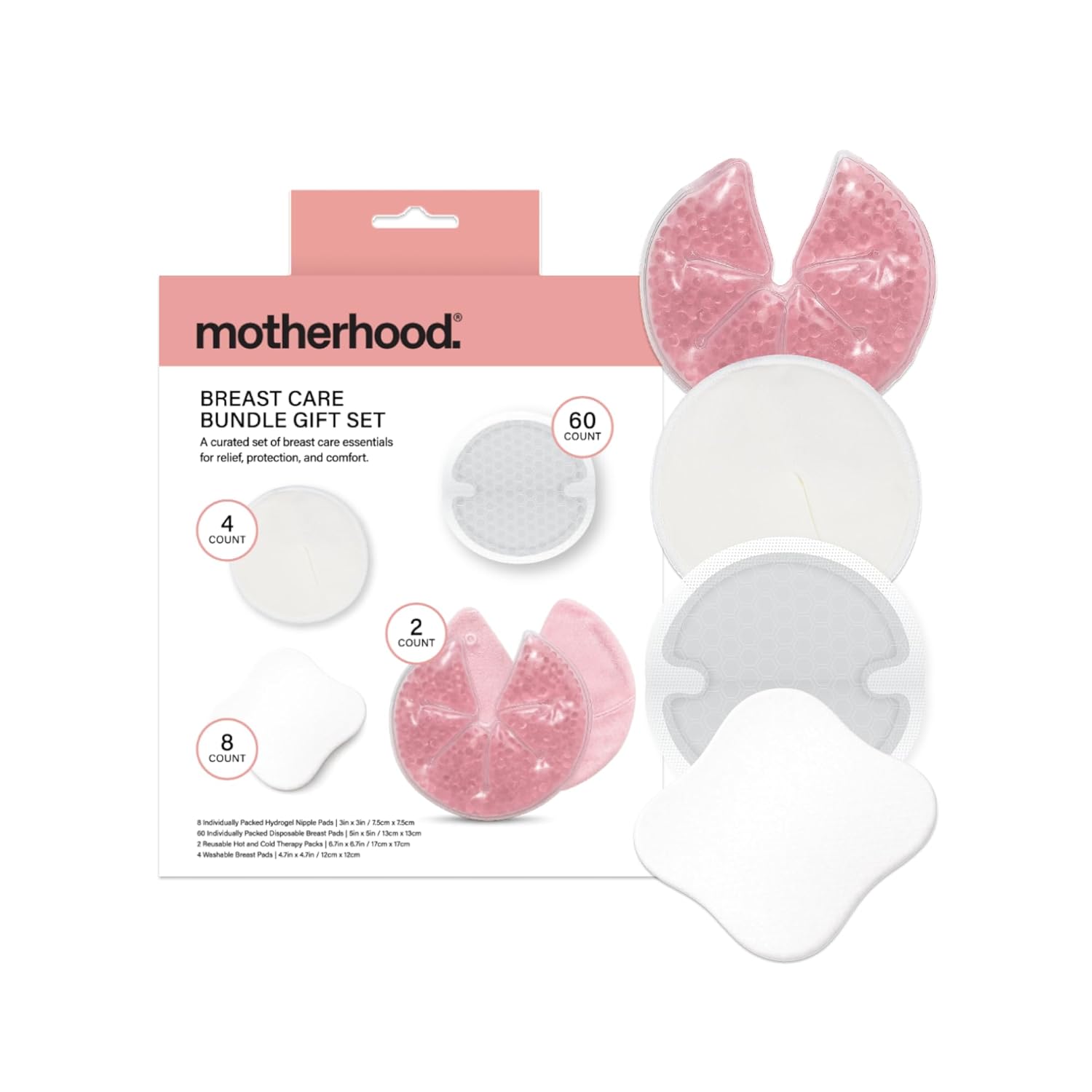 Motherhood Collection Breastfeeding Essentials Kit – New Mom Gift Set with Nipple Pads, Nursing Pads & Breast Therapy Packs, Postpartum Care Bundle for Pumping & Nursing