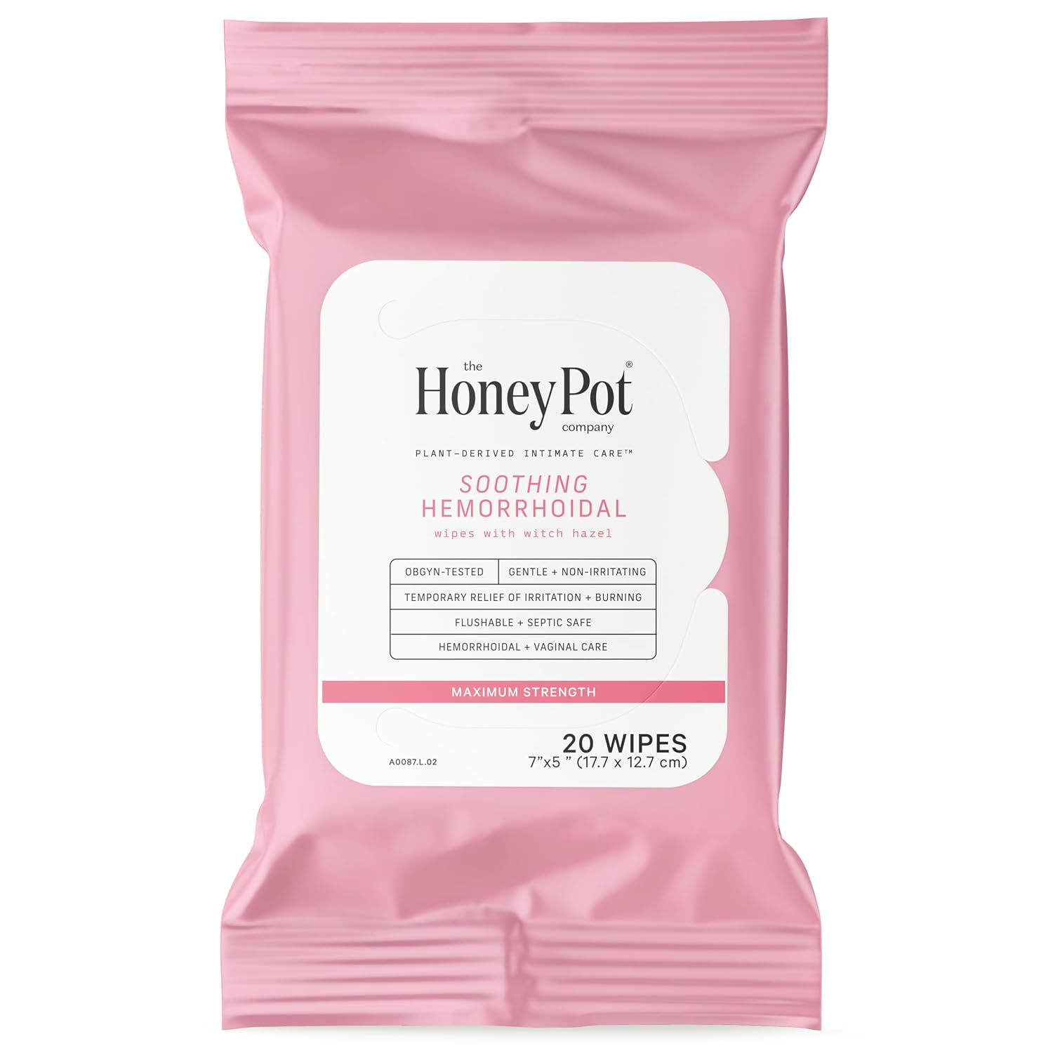 The Honey Pot Company – Feminine Wipes – Soothing Witch Hazel – Postpartum Essentials, Herbal Infused w/Witch Hazel, Ginger, and Rose – Flushable Wipes, Pregnancy Safe, pH Feminine Care – 20ct