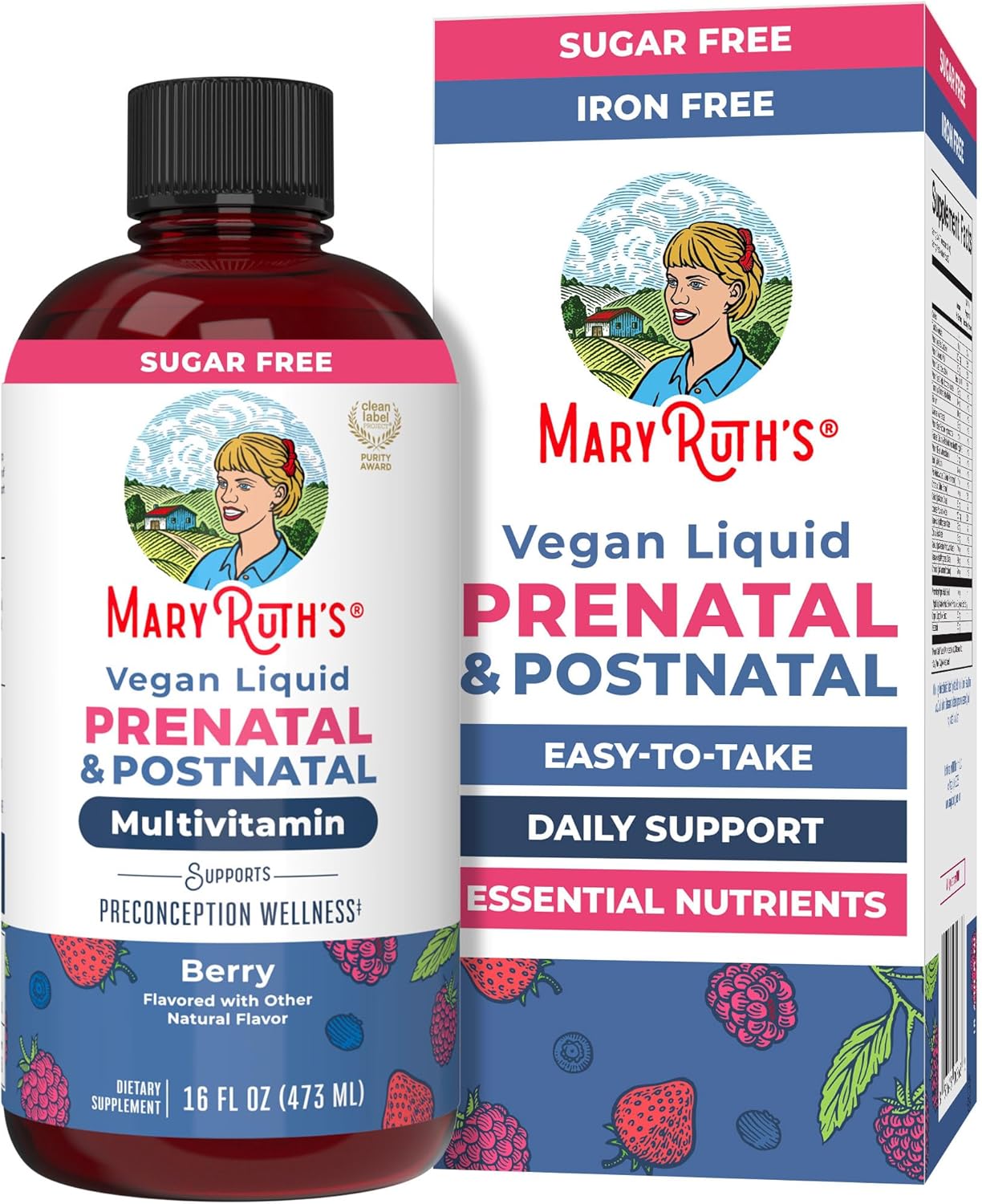 MARYRUTH’S Postnatal & Prenatal Liquid Multivitamin for Women | Selenium | Folate | Healthy Fetal Development | Prenatal Vitamins | Vegan | Non-GMO | Sugar Free | Gluten Free | 16 oz