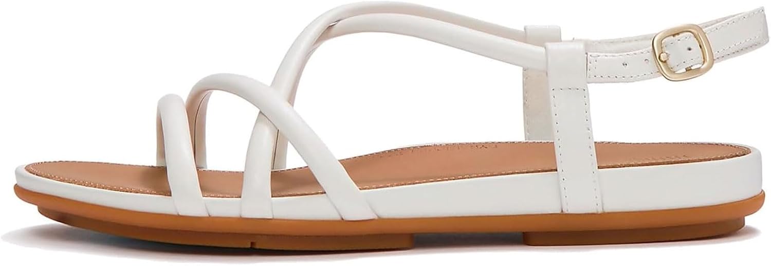 FitFlop Gracie Leather Strappy Back-Strap Sandals | Elegant Strappy Flats with Dynamicush Cushioning, Arch Support & Comfort