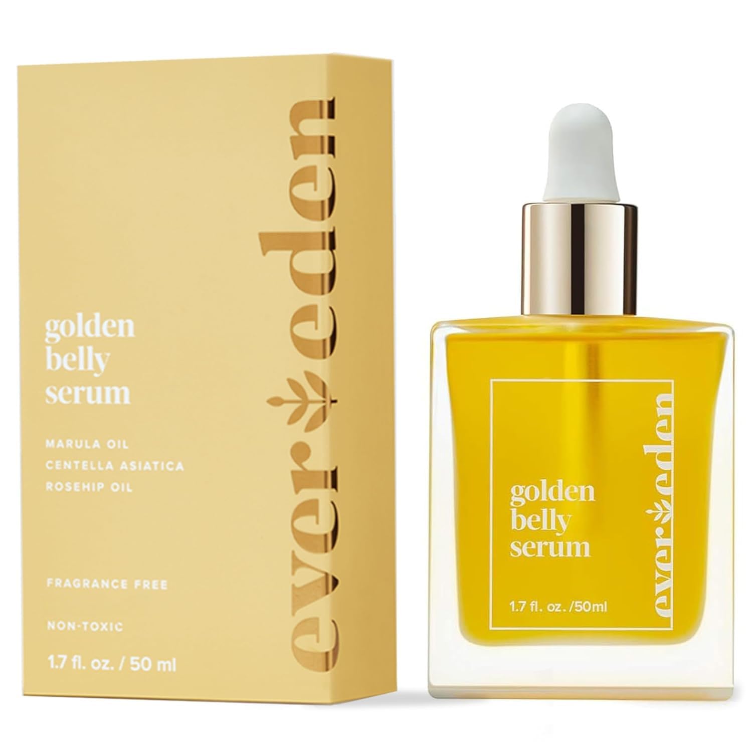 Evereden Golden Belly Serum, Maternity Skincare, Pregnancy Stretch Mark Oil | Dermatologist-Developed | Clean & Vegan Women’s Belly Oil for Pregnancy and Postpartum | Clean Maternity Skincare 1.7 fl oz