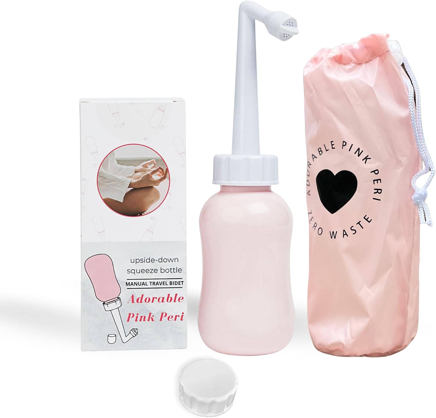 Adorable Pink Peri – Peri Bottle After Birth Care for Postpartum Essentials Feminine Pink Portable Bidet Water Squeeze Spray Bottle for Pain Relief tears Hemorrhoids with Bottle Cap 300 ml (10 oz)