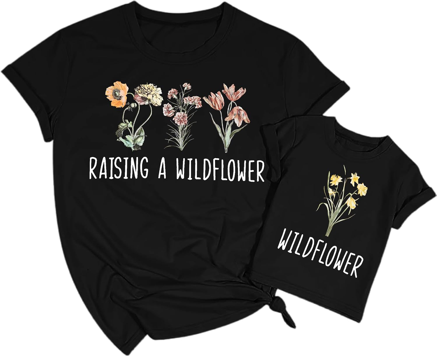 LOTUCY Raising A Wildflower Shirt Mom Toddler Matching Tshirt Mommy and Me Matching Tee Mother Daughter Son Mama Mini Outfit