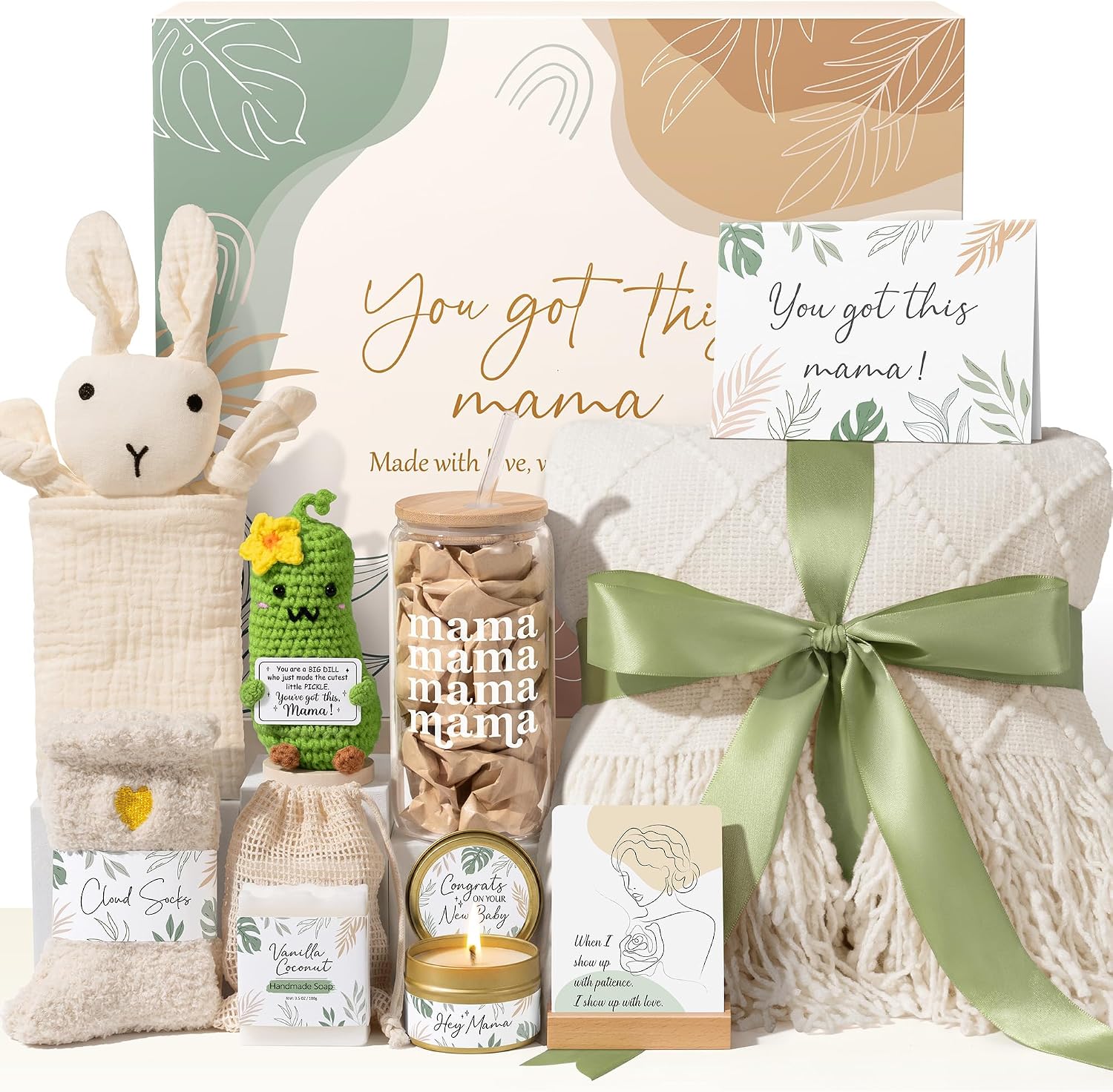 New Mom Gifts for Women Care Package, Postpartum Gifts for New Mom After Birth Essentials Kit, Pregnancy Gifts for Expecting Pregnant First Time Mom To Be Gift Basket, Gender Reveal Gift Push Presents
