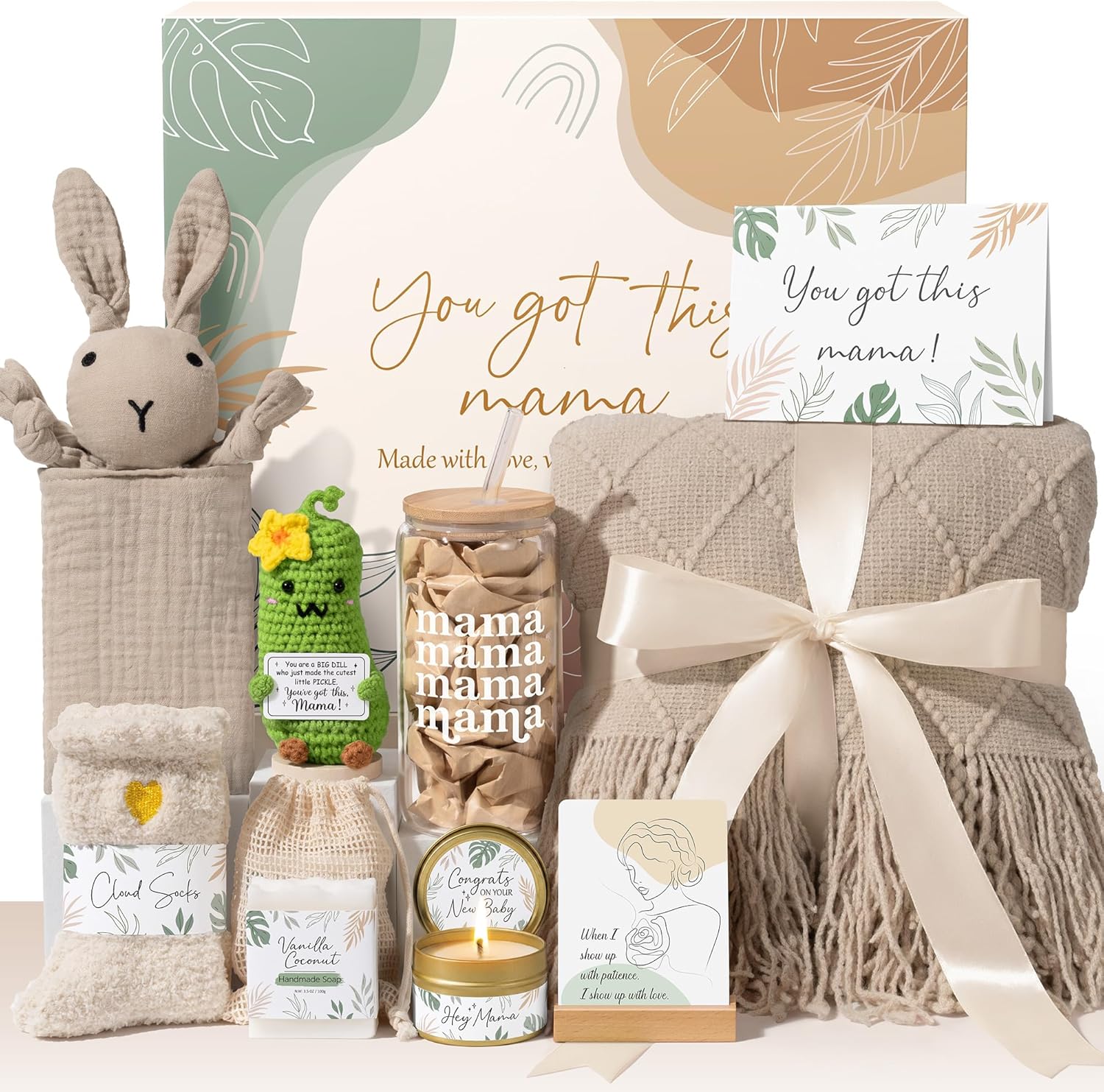 New Mom Gifts for Women Care Package, Postpartum Gifts for New Mom After Birth Essentials Kit, Pregnancy Gifts for Expecting Pregnant First Time Mom To Be Gift Basket, Gender Reveal Gift Push Presents