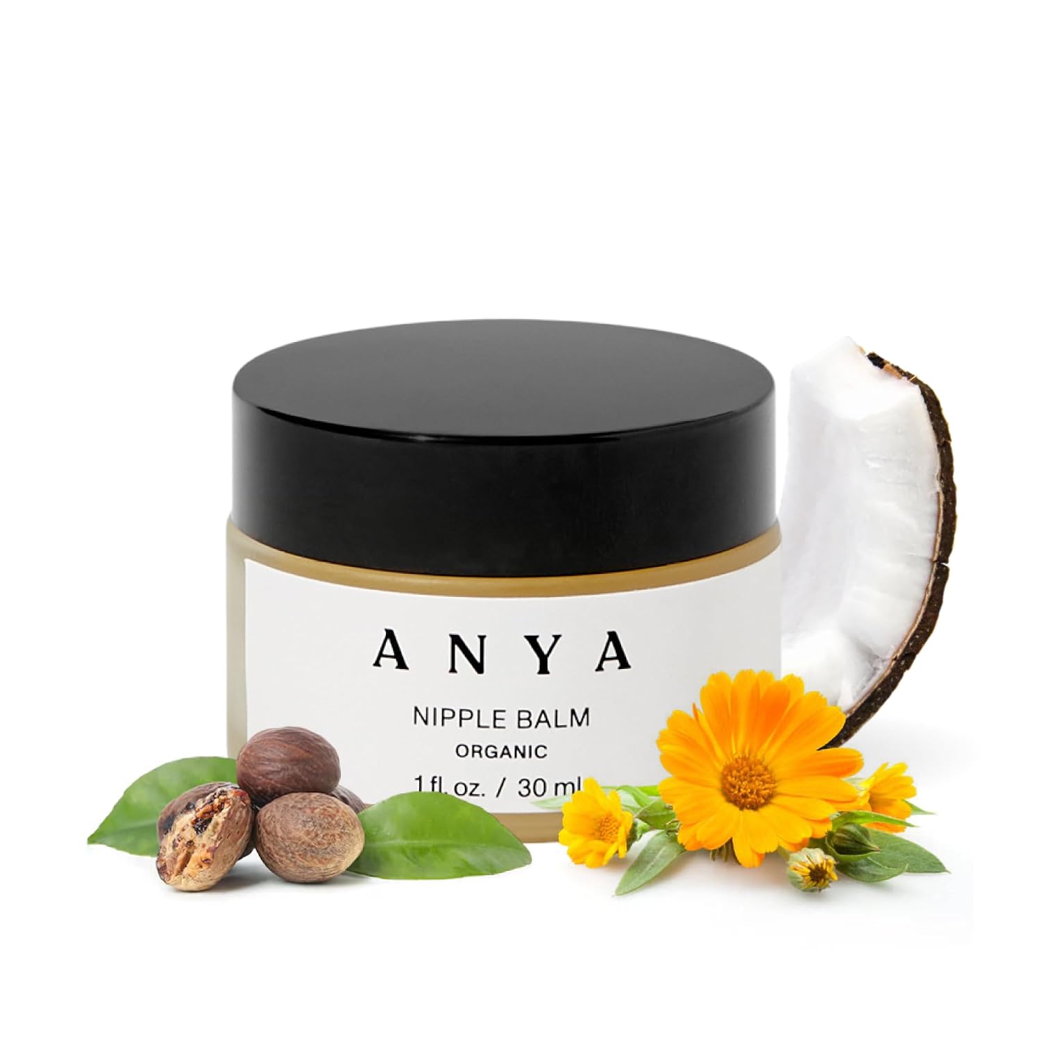 ANYA Organic Nipple Balm for Breastfeeding – 100% Vegan, Organic, Lanolin-Free. Nipple Cream to soothe itchy, chapped nipples and keeps skin hydrated. Postpartum essentials Gifts Baby Shower Gifts