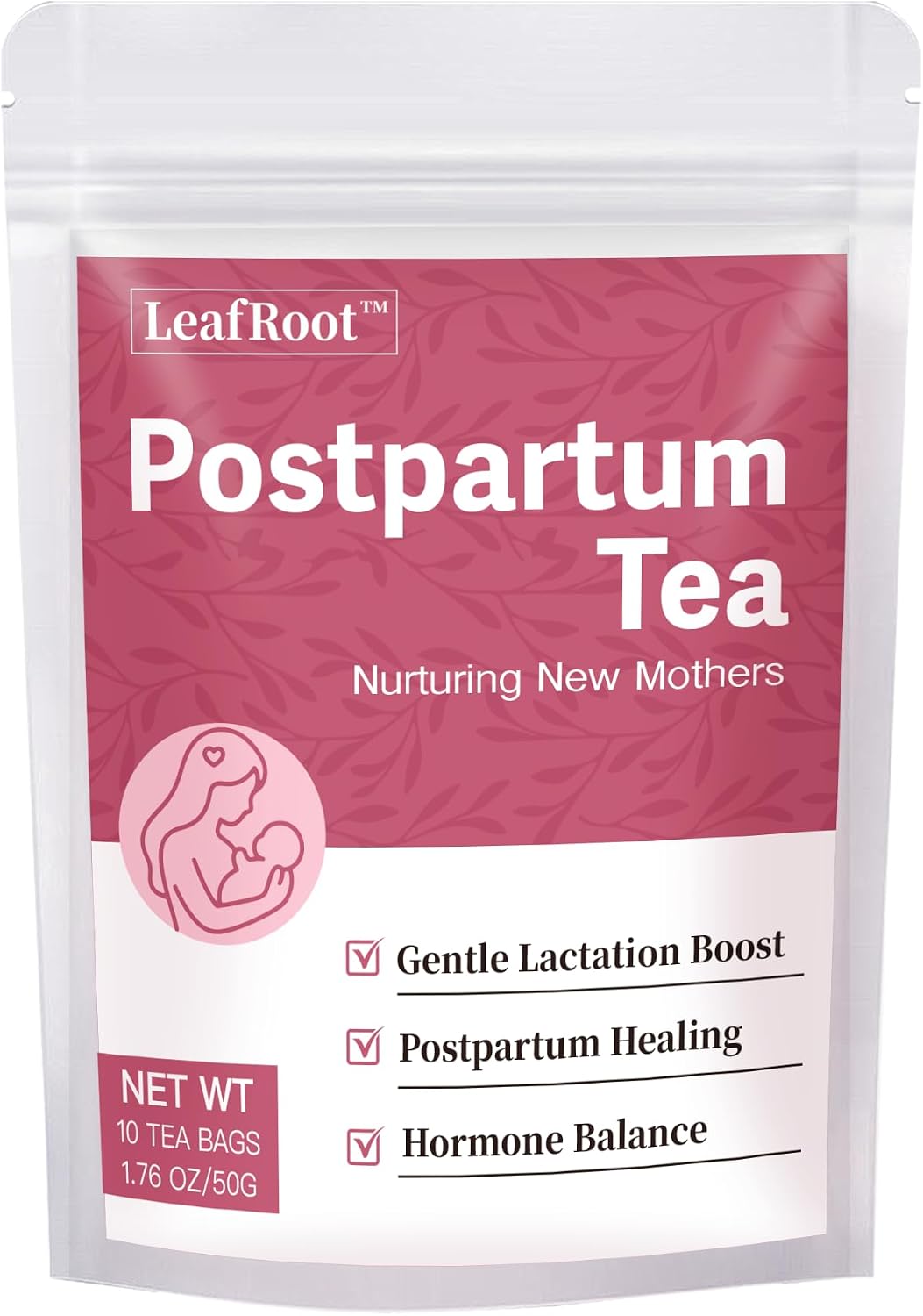 Natural Postpartum Essentials Herbal Tea for Women Postnatal Recovery, Afterease Raspberry Spearmint Post Partum Essential for Breastfeeding Moms, After Pregnancy Hormone Balance Support