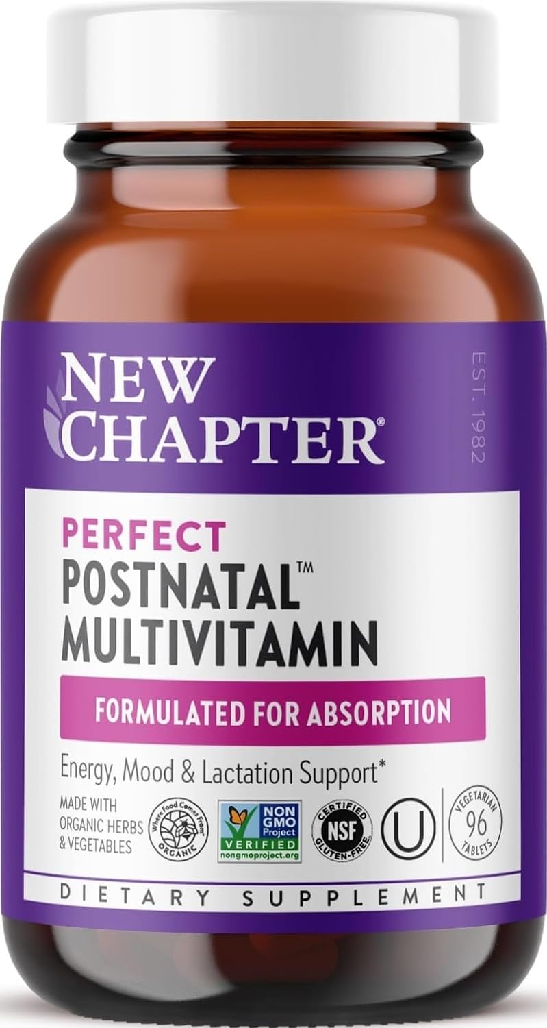 New Chapter Postnatal Vitamins Lactation Supplement, 96 Count | Complete Multivitamin with Fermented Vitamin D3 and B Vitamins, Made with Organic Vegetables and Herbs, Non-GMO